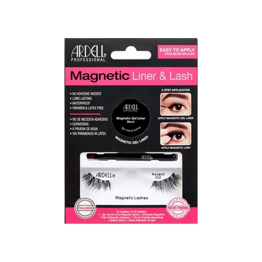 Ardell Magnetic Liner & Lashes 1 Pair 002 Accent Black + 2g Magnetic Gel Liner + Brush