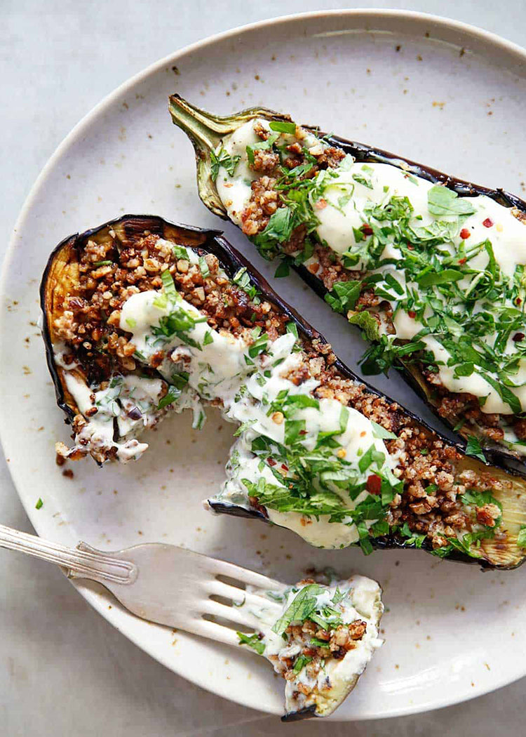 Grilled Eggplant With Creamy Herb Sauce