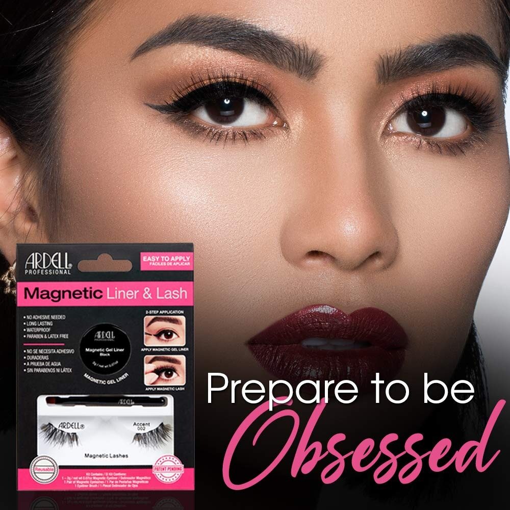 Ardell Magnetic Liner & Lashes 1 Pair 002 Accent Black + 2g Magnetic Gel Liner + Brush