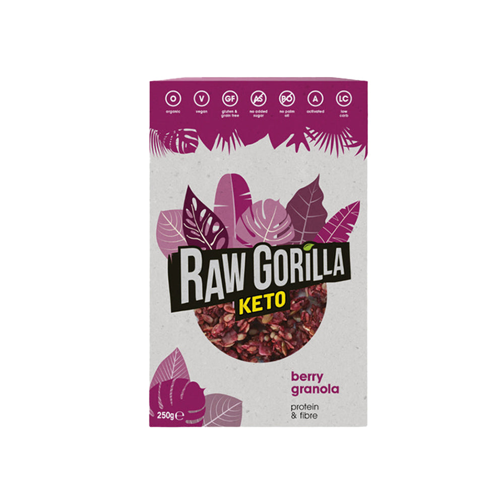 Raw Gorilla Organic Berry Granola Cereal Keto 250g*8 Pack